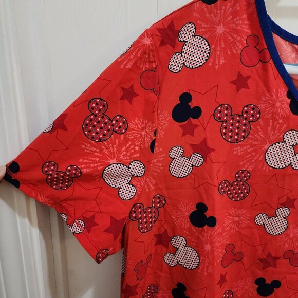 Disney Short Sleeve Scrub Top Mickey Mouse Independance Day 4th Of July Size XL - Picture 3 of 10